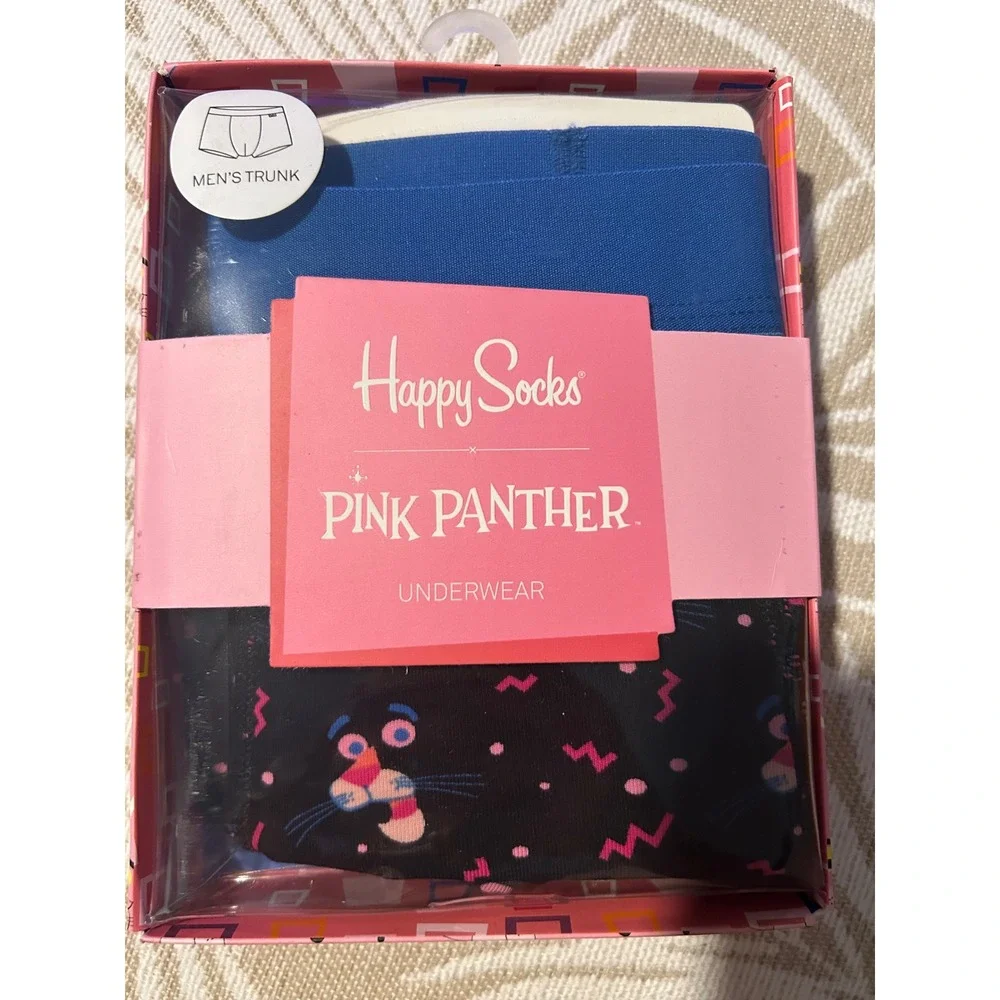 Happy Socks Mens Pink Panther Trunk Underwear Cotton L Blue Black